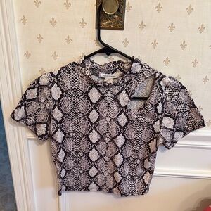 Caution To The Wind Black and White Snakeskin Blouse